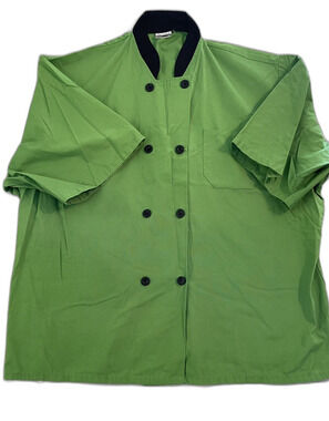 Happy Chef Shirt Men Size 3X Green Short Sleeve Chef Work Shirt Double Breasted